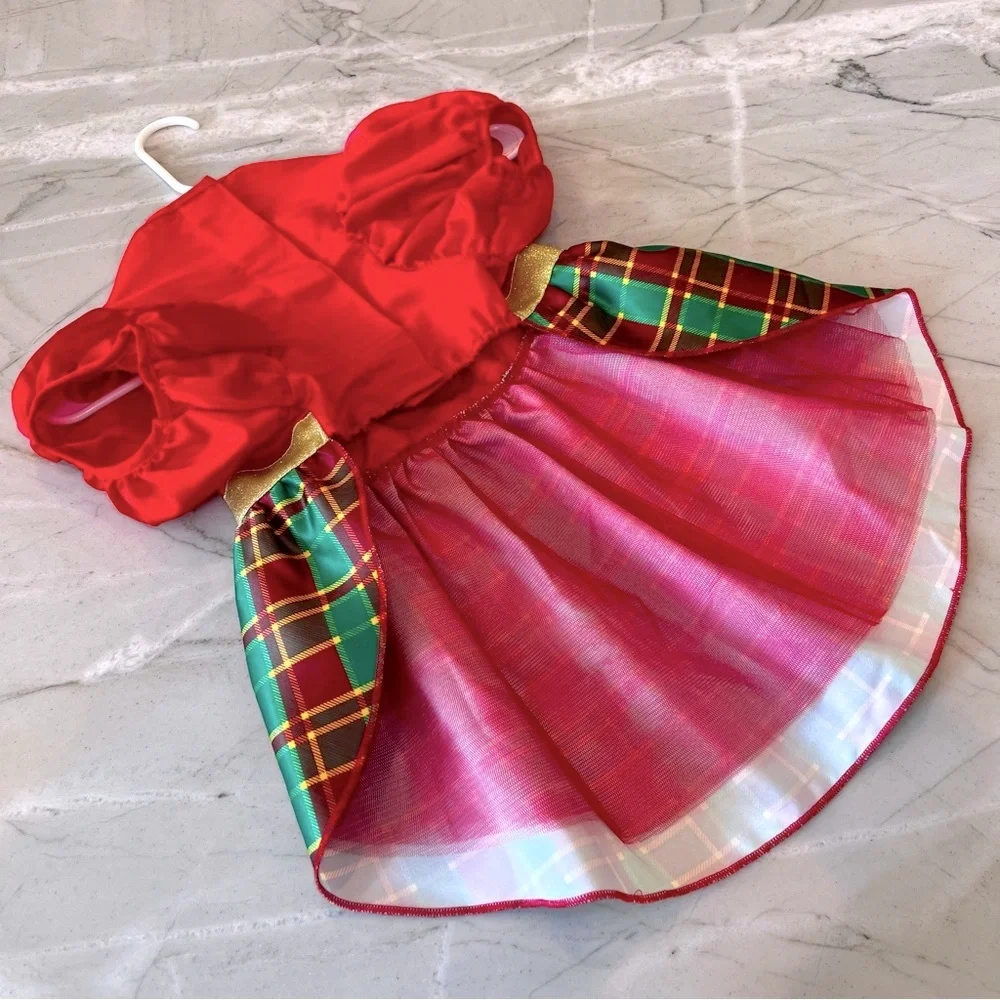 FRISCO Christmas Dog Dress XL Red Green Plaid Gold Bow Holiday NWT 25 - 45 lbs
